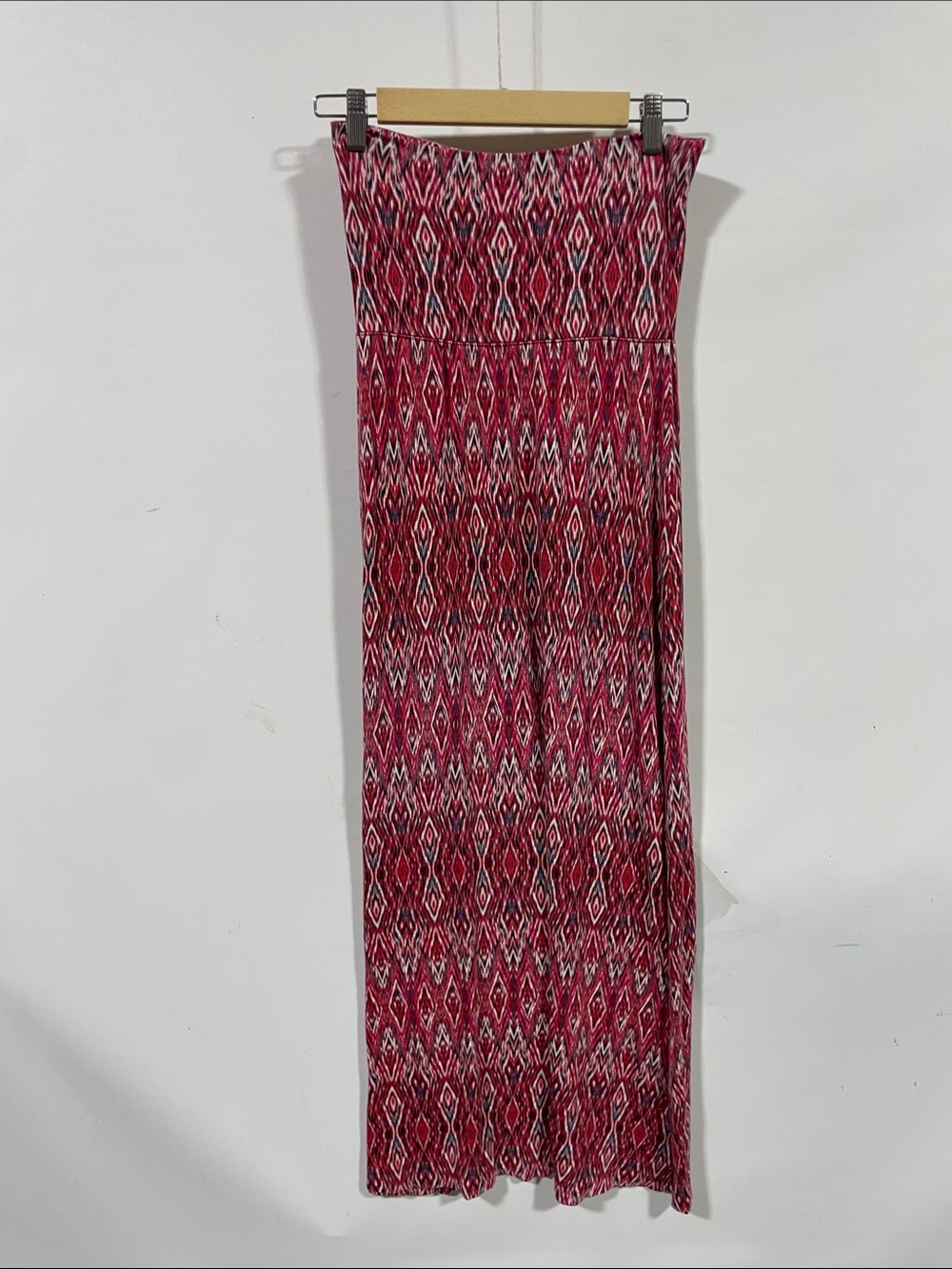 Cynthia Rowley Red & White Patterned Strapless Maxi Dress